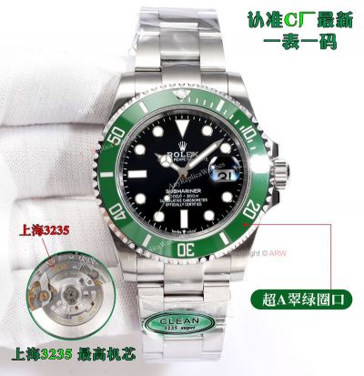 Clean Factory Rolex Submariner 3235 Black Face Watch 40mm 